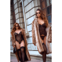 Ensemble 2 pièces avec bustier transparent à armatures et jarretelles noir - Mapalé