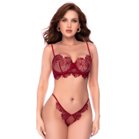 Ensemble 2 pièces en dentelle brodée bois de rose - Mapalé
