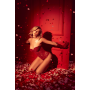 Corset bustier en dentelle bordeaux avec fermeture devant et laçage dos - Mapalé
