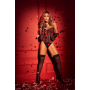 Corset bustier sans bretelles brodé noir et rouge avec laçage dos - Mapalé