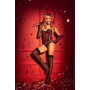 Corset bustier sans bretelles brodé noir et rouge avec laçage dos - Mapalé