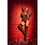 Corset bustier sans bretelles brodé noir et rouge avec laçage dos - Mapalé