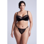 String noir en dentelle avec bijou cœur doré - PA02MBLK