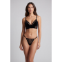 String noir en dentelle avec bijou cœur doré - PA02MBLK