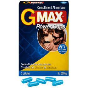 G-MAX Power Caps Boite de 5 gélules – Vitalité  Bien-Être Masculin Complément alimentaire