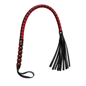 Fouet rouge et noir en simili cuir 80 cm - Dreamy Fetish