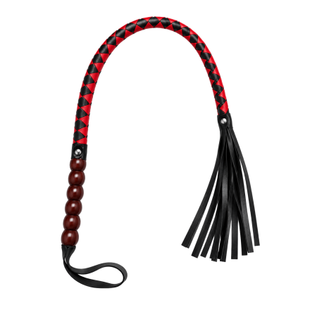 Fouet rouge et noir en simili cuir 80 cm - Dreamy Fetish