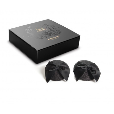 Cache-tétons Burlesque Noeud  Paillettes - Noir