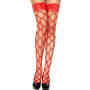 Bas autofixants filet fils rouges en losange