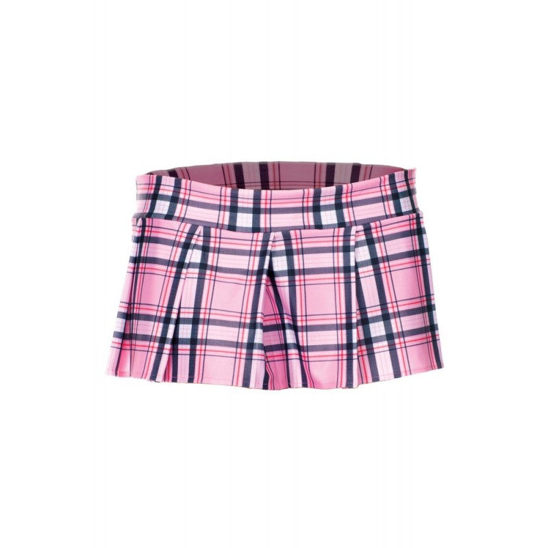 Mini-jupe plissée rose style ecossais