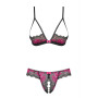 Tulia Ensemble ouvert 2 pcs - Noir  Fuchsia