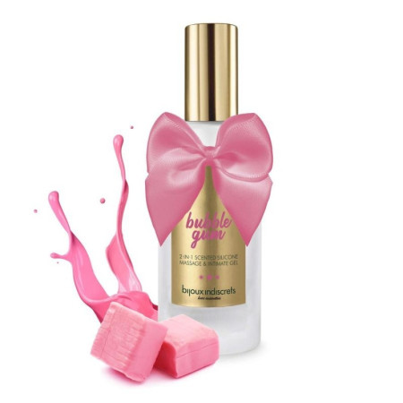 2 en 1 - Gel Intime  et de massage en silicone - Bubble gum - 100 ml