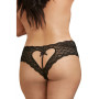 Shorty noir grande taille de dentelle ouvert et ajouré sur les fesses forme coeur